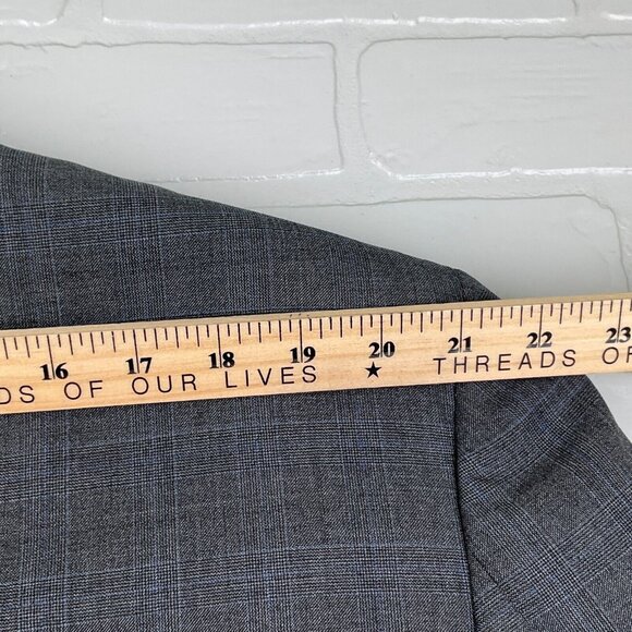 Joseph Scafidi Suit Men 49/42W x 30L Gray Blue Plaid Bespoke Classic USA VTG - Picture 14 of 16